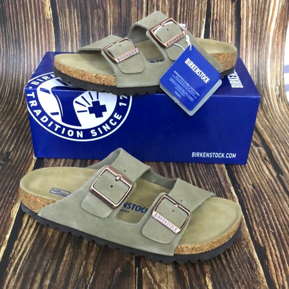 Birkenstock Arizona Narrow Fit Sandals - Taupe - Contoured Footbed - Picture 2 of 6